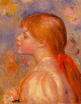 Pierre Auguste Renoir : Girl with a Red Hair Ribbon